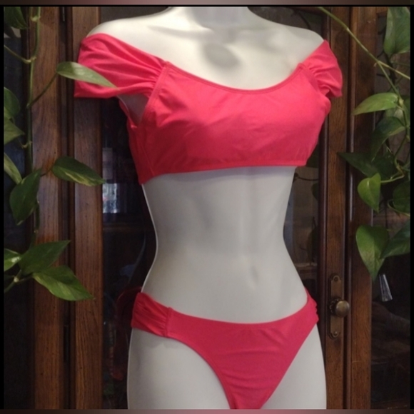 Neon Pink Swim Suit Bikini Set - Picture 3 of 12